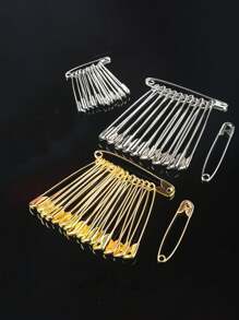 50pcs/100pcs Transparent Storage Box Assorted Silver & Gold Pins In Different Lengths