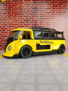 ESCBBXX 1 pièce Modèle de voiture classique vintage T1, corps en alliage de zinc, les portes des deux côtés et le coffre peuvent être ouverts, avec effets sonores et d'éclairage simulés, voiture jouet de haute qualité pour enfants, convient pour la collection et les cadeaux d'anniversaire pour les enfants, rentrée scolaire