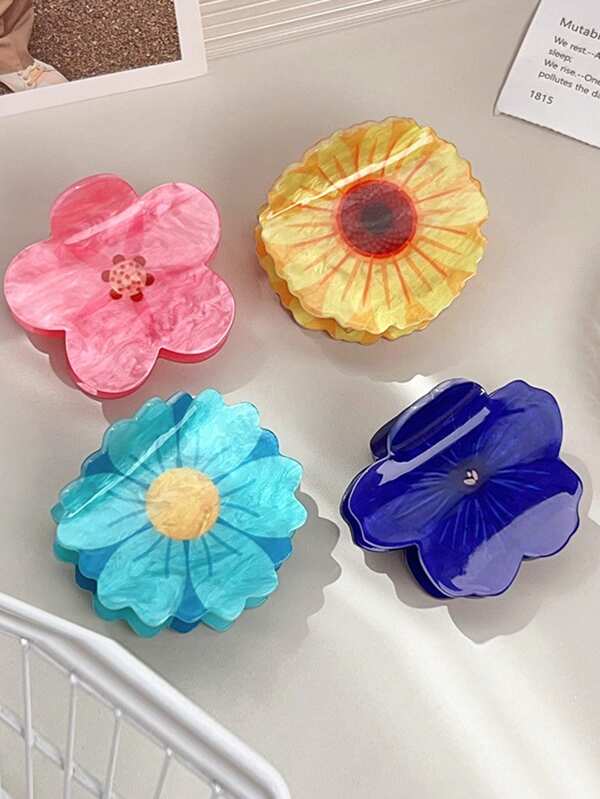 1pc Spring Flower Claw Clip Sunflower Hair Accessory Acrylic Claw Clip Hair Clamp Ponytail Clip Hair Claw Hair Clips Hair Jaw Clip Hair Clamps Hair Clutch Hair Catcher Clip