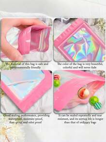 100 Stücke PVC Fenster Schmuck Aufbewahrungstaschen, PVC Schmuck Schutztaschen, anti-oxidative transparente Schmuck Reißverschlusstaschen, wasserdichte versiegelte Schmucktaschen, Schmuckbeutel mit kleinem Reißverschluss, lasertransparente rosa Geschenkverpackungstaschen, versiegelbare Verpackungstaschen, minimalistische feste Schmuckbeutel für Armbänder, Heimgeschenke zum Valentinstag, zum Aufbewahren von Ohrringen, Halsketten, einzigartiger Reißverschlussriegel Tasche Zubehörgeschenktüten für Partys