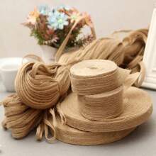 5M/Packung Natürliches Vintage Jute Sackleinen Band Basteln DIY Bögen Hochzeiten Geschenk Verpackung ideal für Sträuße, Jute Stoff Geburtstagsfest Kuchen Heim Dekoration in 6 Größen erhältlich (10mm-38mm)