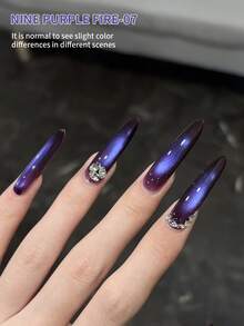 XEIJAYI 1PC 15Ml Purple Cat Eye Gel Nail Polish, UV LED Curing, Long-Acting Fast Drying Nail Art Gel - Ideal Gift For Women For Spring - 紫色 - 查看 2