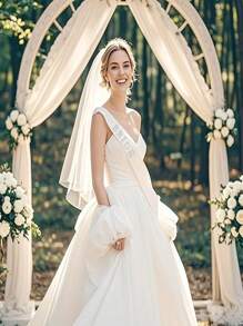 1 Conjunto Alça de Véu de Noiva, Fita de Cetim com Letra de Pérola Artificial, Decoração de Vestido de Noiva, Véu de Noiva, Adequado para Casamento e Despedida de Solteira