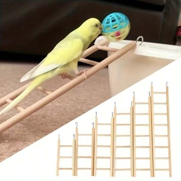 1 pieza Escalera de madera para trepar para loros y hámsteres - Accesorio de juego divertido para mascotas