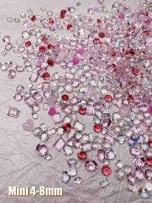 Accessori per unghie, forniture per unghie, charms per unghie stile Y2K, rosa e colorati, decorazione unghie a tema sirena, strass trasparenti, trapano per unghie trasparente per fai da te, 30/50/100 pezzi di punte di unghie con diamanti multicolore in confezione mista