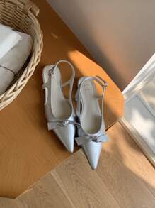 1 Paar einfarbige elegante Party Feiertags Basic Fee Hochzeit Büro Pendler Geschäft sexy Schleife PU Leder Flache Sandalen, Frühling/Sommer
