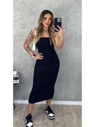 Vestido Midi Tomara que Caia Canelado em TECIDO ANARRUGA