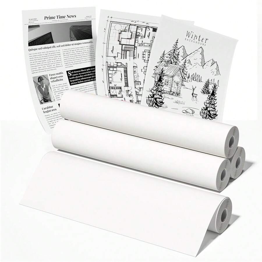 4 Rollos de papel térmico A4 de secado rápido de 8,27"x11,69" tamaño carta, para impresora portátil, compatible con Gloryang y JADENS PD-A4 Impresora térmica - Multicolor - Ver 1