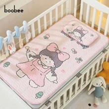 1 Set Of 2pcs Baby Summer Cooling Mat, Kindergarten Napping Latex Cooling Mattress, Baby Air Conditioning Soft Cooling Pad With Pillowcase - Cute Cartoon Pattern