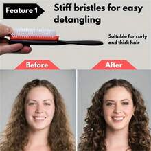 1 件 9 排卷发按摩发刷，适用于卷发、浓密、波浪和卷曲头发，梳理、塑形 - 卷发定义、造型、吹干，男女通用干湿可拆卸发刷，旅行配件