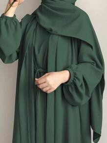 2 Stücke/Set Damen Kimono Stil Arabisch lange Robe Jacke & langes Kleid, ohne Kopftuch, bescheidene Abaja