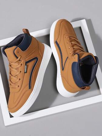 男士平底鞋休闲运动鞋，系带软底平底舒适男士滑板鞋，轻便高帮日常鞋