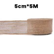 5M/Packung Natürliches Vintage Jute Sackleinen Band Basteln DIY Bögen Hochzeiten Geschenk Verpackung ideal für Sträuße, Jute Stoff Geburtstagsfest Kuchen Heim Dekoration in 6 Größen erhältlich (10mm-38mm)