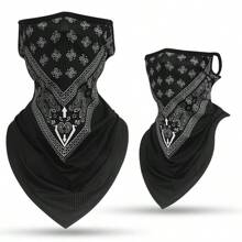 1pc Polyester Skull Printed Sun Protection Face Mask, Holiday Face Mask, All Seasons Ski Masks