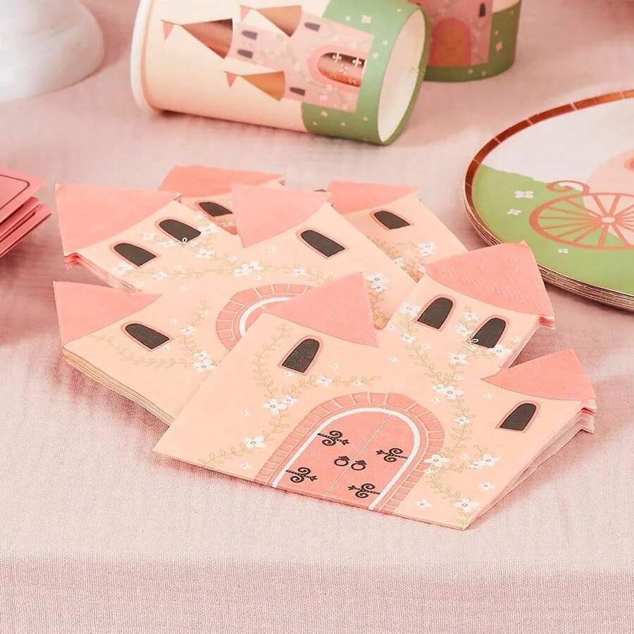 20pcs Princess Castle Paper Napkins, Princess Castle Party Napkins, Queen Birthday Napkins, Girls Birthday Party Napkins, Princess Party Supplies, Theme Party Decorations, Adult Gift Wedding Birthday Bachelorette Shower Party Decorations - Multicolor - View 1