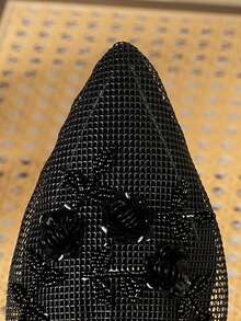 女士经典复古手工串珠花卉装饰凉鞋，透气网眼，舒适防滑平底沙滩拖鞋，尖头设计，适合室内/室外、旅行、派对穿着 - 黑色 - 查看 8