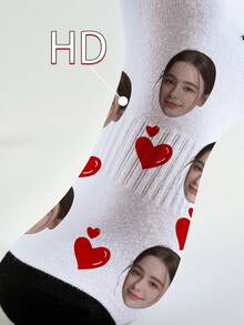 جوارب وجه مضحك شخصي جوارب مطبوعة بصورة شخصية، زوج واحد، اطبع أي وجه على الجوارب، هدايا للعيد، الزواج، عيد الأم، عيد الأب، هدايا للصديق/حبيب/حبيبة/أصدقاء مميزة وفريدة مريحة - أبيض - مشاهدة 3