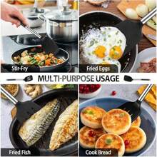 1pc Solid Silicone Spatula, Non-Stick Insert Type Heat Resistant Kitchen Tool, Suitable For Fish, Eggs, Pancakes
