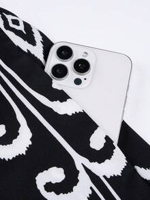 BIUBIU Women's Summer Plus Size Fashion Tropical Pattern Loose Pocket Wide-Leg Trousers For Vacation Leisure (Random Print) - Black and White Flower - View 8