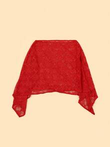 1pc Paisley Pattern Bohemian Elegant Casual Polyester Breathable Open Knit Lace Poncho, Spring & Autumn - Multicolor - View 3