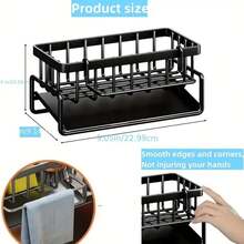 厨房沥水架，水槽收纳架，带海绵、抹布架、不锈钢百洁布、碗碟晾干架 - 彩色 - 查看 6