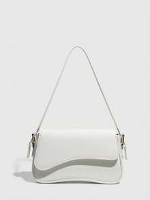 1pc Women's Minimalist Solid Color Crossbody Bag, PU Leather Textured Flap Shoulder Bag, Handbag, Messenger Bag, Suitable For Work, Business, Commute, Outdoor, Travel. Bag Size: 27*15*6cm - trắng - Xem 7