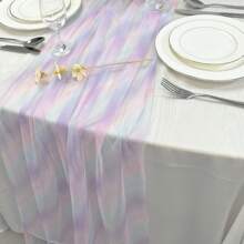 Runner da tavolo in chiffon sfumato, realizzato in stile Balinese stropicciato, trasparente e di stile boho, decorazione per tavola da pranzo per matrimonio, festa o vacanza