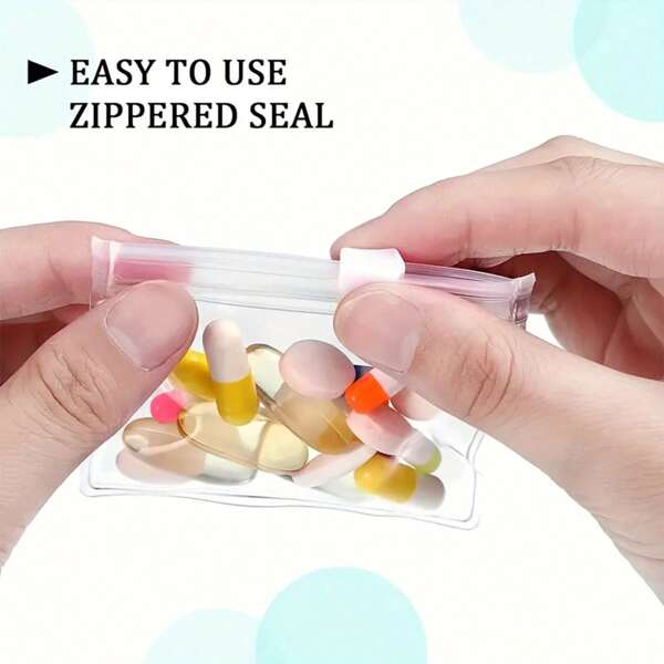 5/10pcs Reusable Zip Closure Pill Storage Bags, Bait Bags With Sliding Lock, Jewelry Clear Storage Bags, Airtight Pill Storage Devices And Travel Accessories
