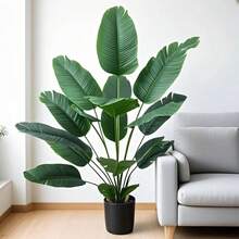 2 Piezas de planta de palma artificial, 32.22 pulgadas de altura con 36 hojas grandes - Planta verde falsa resistente a los rayos UV, adecuada para decoración del hogar y oficina, uso interior/exterior, ideal para bodas y festividades (Recipiente no incluido)