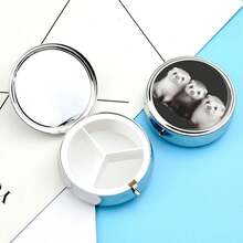 1pc Personalized Custom Photo Pill Box, This Pill Box Is Made Of High-Quality Stainless Steel Material, Sturdy And Durable, No Fear Of Bumps, Corrosion Resistance, No Rust, Even If It Is Used Frequently, It Can Also Maintain A New State For A Long Time, Its Shape Is Small And Exquisite - Multicolor - View 3
