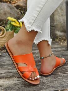 Women's Handmade Comfortable Soft Fashionable Casual Slippers, Slip Resistant Flat Toe-Open House Slippers