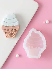 1pc Homemade Ice Cream Cone Silicone Mold For Popsicle And Mousse - White - View 1