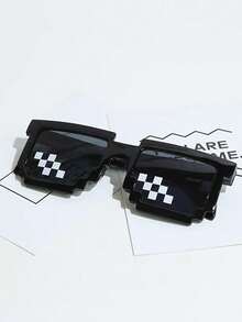 1 件马赛克设计眼镜、时髦动漫/卡通风格新奇眼镜、派对道具、拍照道具、有趣的派对眼镜、像素眼镜、酷炫小玩意、派对装饰、派对用品 - 彩色 - 查看 3