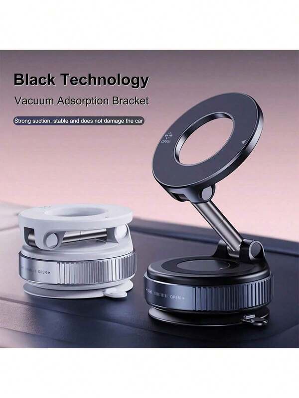1 pieza Soporte magnético súper fuerte para teléfono, aleación de aluminio mejorada, diseño giratorio y plegable a 360°, con ventosa de succión - Adecuado para coche/ducha/viaje/gimnasio/superficies lisas de espejo y vidrio, ajuste multiángulo
