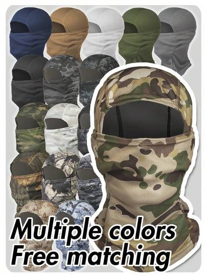 透气网眼巴拉克拉法帽，适合狩猎和骑行 - 男女款迷彩自行车面罩 - 轻便舒适