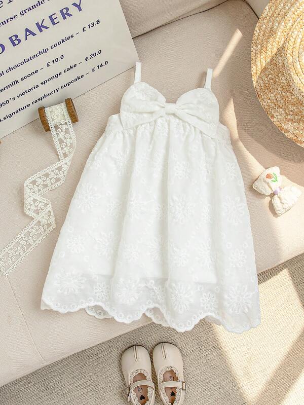 Baby Girl's Cute Bowknot Decor Vacation Dress, Summer