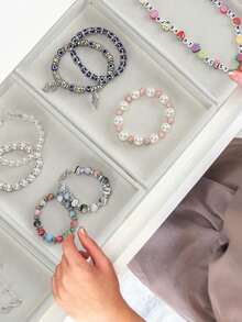 6 件珠宝收纳托盘，天鹅绒珠宝收纳盒展示托盘，适用于戒指、项链、耳环、手镯、手表等。容量大，多功能，适用于珠宝参展商、零售展示和个人组织