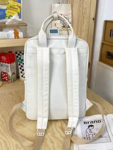 Fabric Material Large Capacity Multi-Pocket Women's Fashion Backpack, School Backpack - Beige - View 6