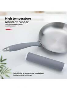Capa para alça de utensílios de cozinha cinza, 1 peça, cabo de borracha resistente ao calor, adequada para uso doméstico na cozinha, inclui capas para alça de panela e frigideira de aço inoxidável, acessórios de cozinha