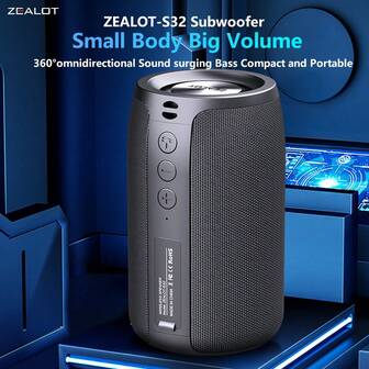  ZEALOT S32 5W ワイヤレススピーカー、ポータブルサブウーファースピーカー、ワイヤレススピーカー、デュアルペアリング、1800mAhバッテリー、10時間再生、大音量ステレオ、迫力のベース。充電ケーブル付属。