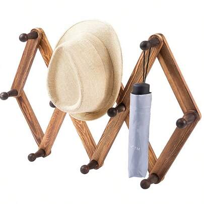 Appendiabiti in legno con braccio estensibile, gancio da parete per cappelli, cappotti, borse e accessori, design pieghevole e salvaspazio, adatto per appendere su porte o all'interno di armadi, costruzione in legno naturale durevole, sistema di ganci a parete multiuso per ingresso, corridoio, camera da letto o bagno, facile da installare, supporta indumenti pesanti e accessori stagionali, finitura minimalista per guardaroba moderni, organizzatore versatile per la vita quotidiana, soluzione di stoccaggio pratica ed elegante