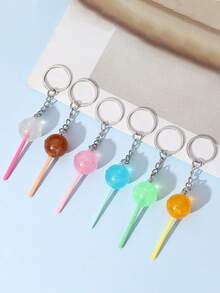 1pc/4pcs Transparent Resin Candy Keychains, Glow-In-The-Dark Lollipop Design, Cute Girl Style, Fashionable Creative Small Gift - Multicolor - View 10