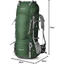 Hiking Backpack 80L Waterproof Mountaineering Backpack Large Camping Trekking Rucksack Multifunctional Climbing With Rain Cover - Green - View 10