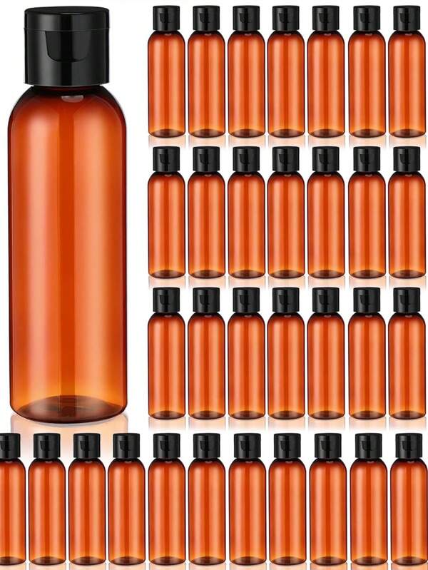 2OZ Plastic Bottles With Butterfly LIDS, 5PCS/10PCS/1PC Reusable Travel Containers With LIDS, Plastic Cosmetic Bottles For Shampoo, Body Soap, Toner (Brown And Black), Reusable Fillers, Travel Accessories