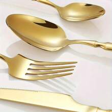 20/30pcs Elegant Golden Tableware Cutlery Set, Suitable For Home Gatherings