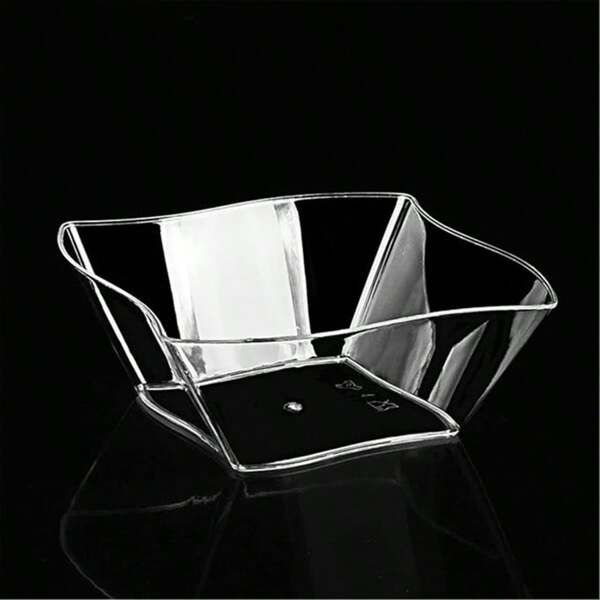 25/50pcs 5 Oz Clear Plastic Dessert Cups, Square Parfait AppetizerSalad Bowl Small Party Candy Bar Containers Taco Bar Serving Dishes For Buffet Chips FruitSalad Bowl Plates Bowls For Party, Weddings