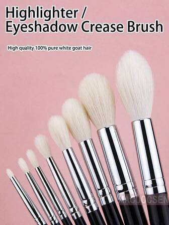 8 PIEZAS Juego de brochas de maquillaje 100% de pelo de cabra, incluye: brocha para iluminador, brocha para sombra de ojos, brocha para contorno, brocha para realce, brocha para esculpir, brocha para base, brocha para corrector, brocha para rubor, brocha para contorno, brocha para polvos