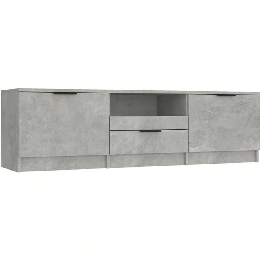 2025-NEW VidaXL TV Cabinet Entertainment Centre TV Console Media Unit HiFi Side Cabinet Home Indoor  Office Furniture Sonoma Oak Engineered Woooncrete GreyConcrete Grey - Bildfarbe - View 1