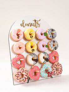 1set 26*35cm/32*40cm Arched White Wooden Donut Stand, Dessert Holder, Party Donut Cake Holder Board Donut Wall Donut Display Board, Wedding Birthday Babe Shower Party Dining Room Table Decorations, Friend Gatherings Kitchen Cooking Stand, Party Decoration Supplies - White - View 5