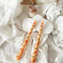 2pcs 10-Inch Handmade Flower Candles, Dripless & Unscented Candles, Suitable For Home Gatherings - Multicolor - View 14